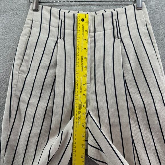 Peserico Pants Women EU38 Ivory Brown Pinstriped Cotton Trouser Leg High Rise - Picture 12 of 16
